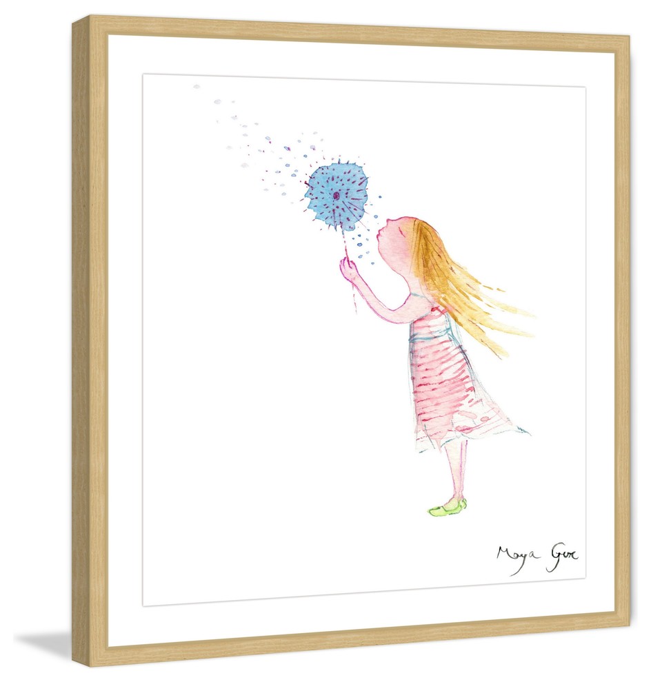 Marmont Hill, "Girl with Dandelion" by Maya Gur Framed Painting Print, 12x12