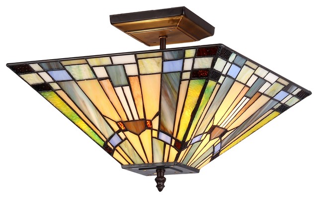 flush mount stained glass ceiling light