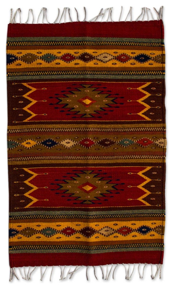 Sun Duality Zapotec Wool Rug, 2x3
