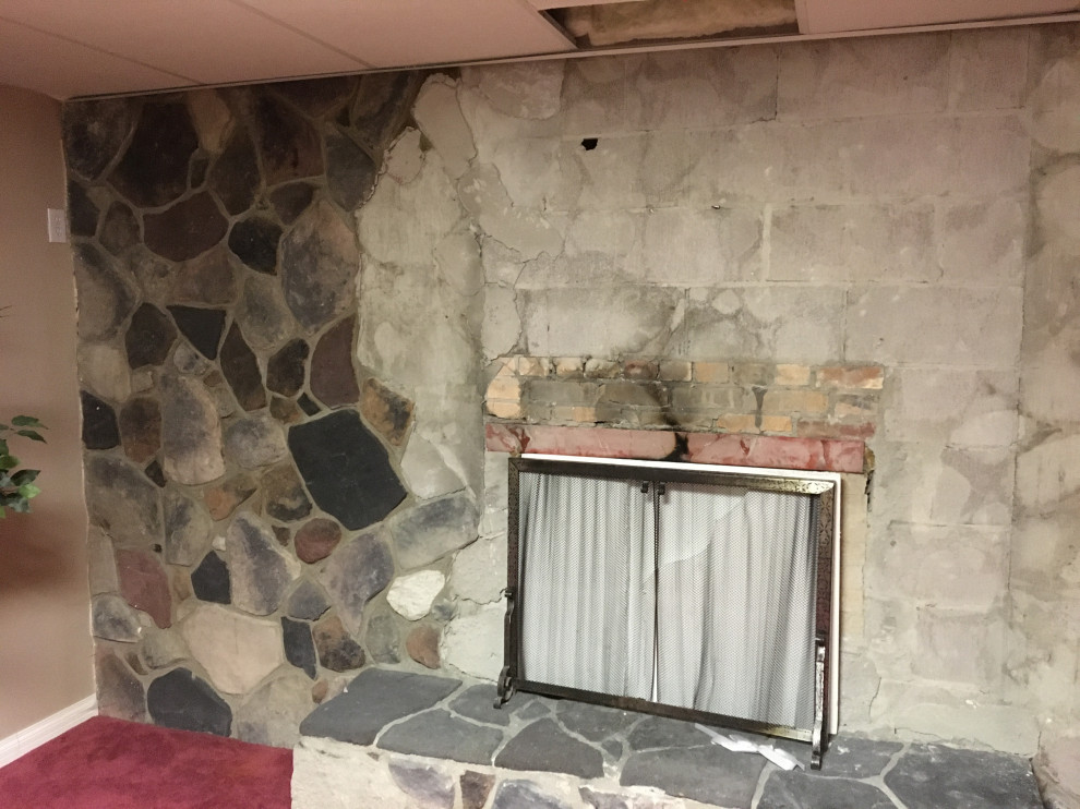 Splitface stone vs tile for fireplace surround
