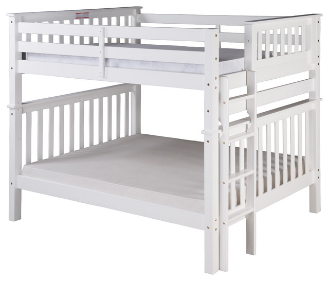 Santa Fe Mission Tall Bunk Bed Full Over Full, Bed End Ladder, White