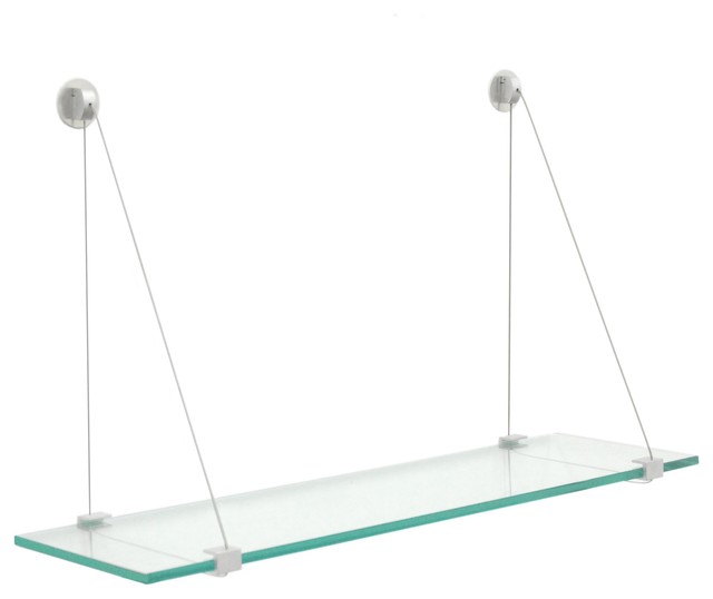 ゴッホ 星月夜 Spancraft Glass Crane Glass Shelf, Brushed Steel, 12 x 36 