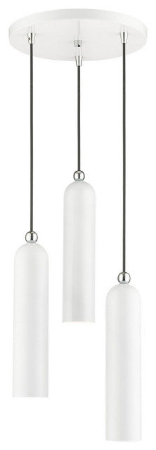 Ardmore Three Light Pendant, Shiny White - Contemporary - Pendant ...