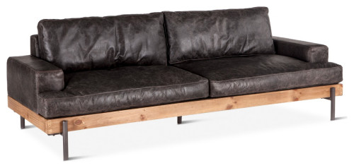Portofino Leather Sofa Morocco Black, Leather Sofa, Eclectic Sofa, Living Room