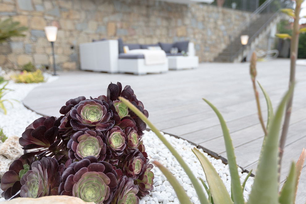 Contemporary terrace of a villa on Cote d'Azur.