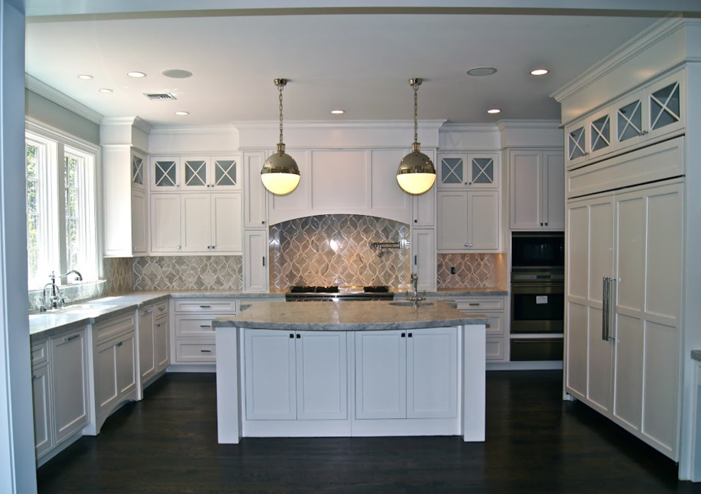 Example of a transitional kitchen design in New York