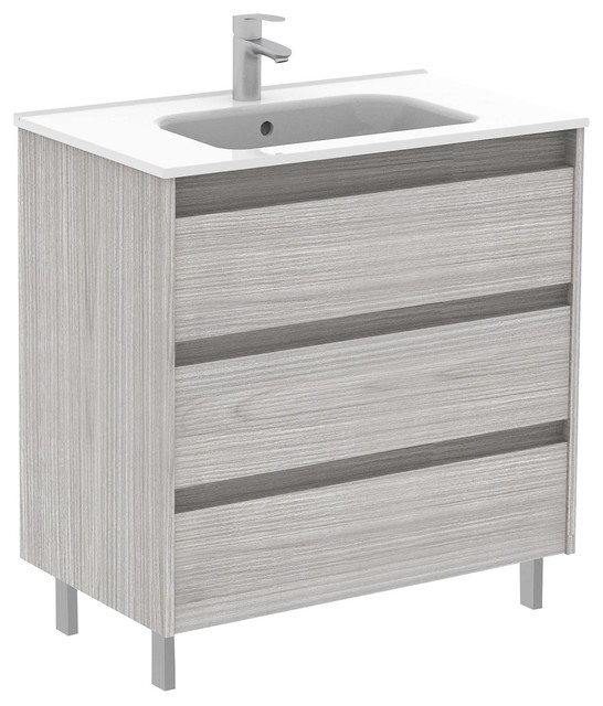 Sansa 32 Modern Standing Bathroom Vanity 3 Drawer Grey With Standing Bathroom Vanity 3 Drawer Grey