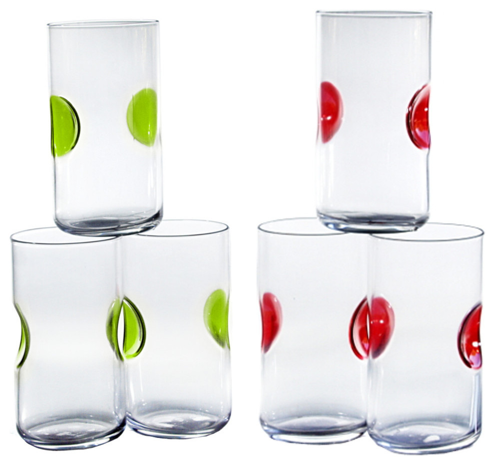 Bormioli Rocco Giove Green and Red 6 Piece 16.75 Ounce Cooler Glass Set -  Contemporary - Everyday Glasses - by BIGkitchen | Houzz