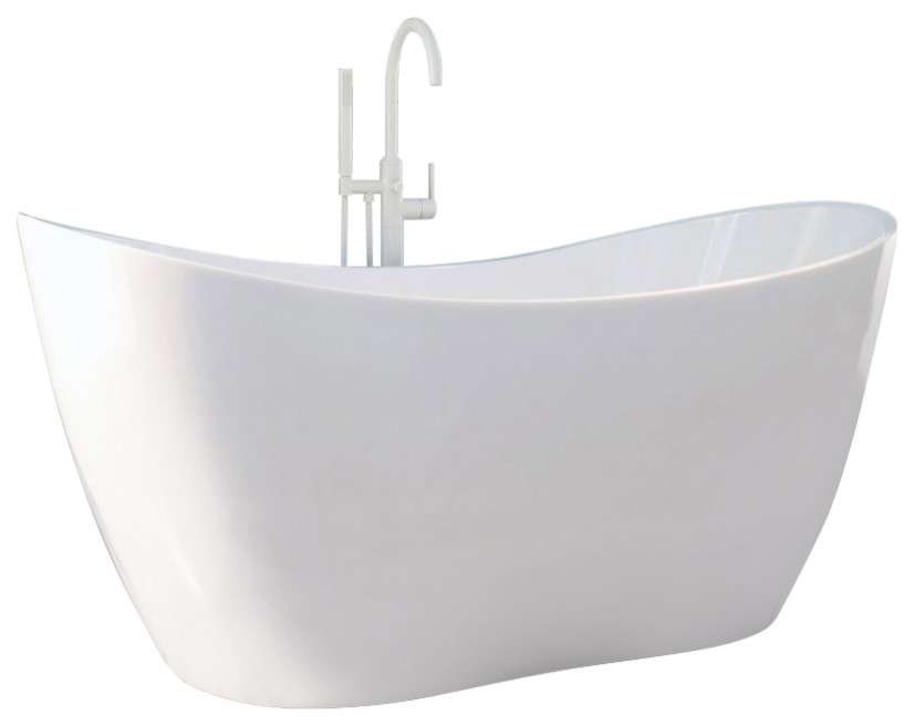 DreamLine Nile 59" L x 28" H Acrylic Freestanding Bathtub with White Finish