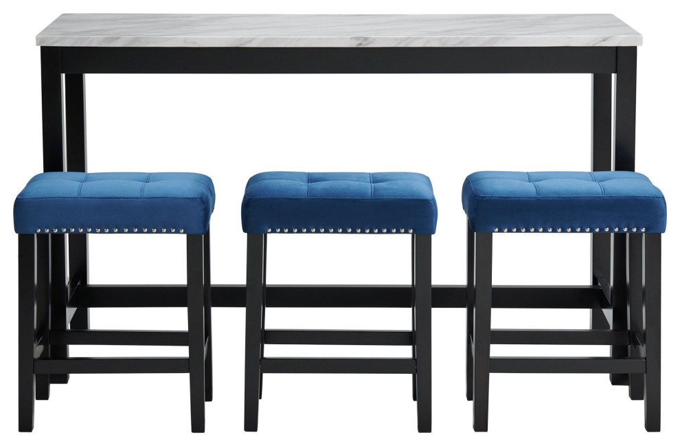 Picket House Furnishings Jada Bar Table Set With White Marble T.12120