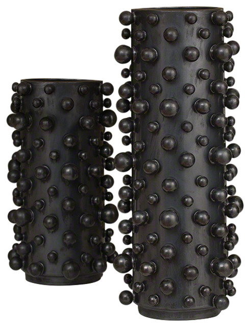 2-Piece Industrial Black Molecule Vase Set