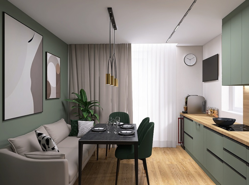 Кухня в тёмно-зелёном