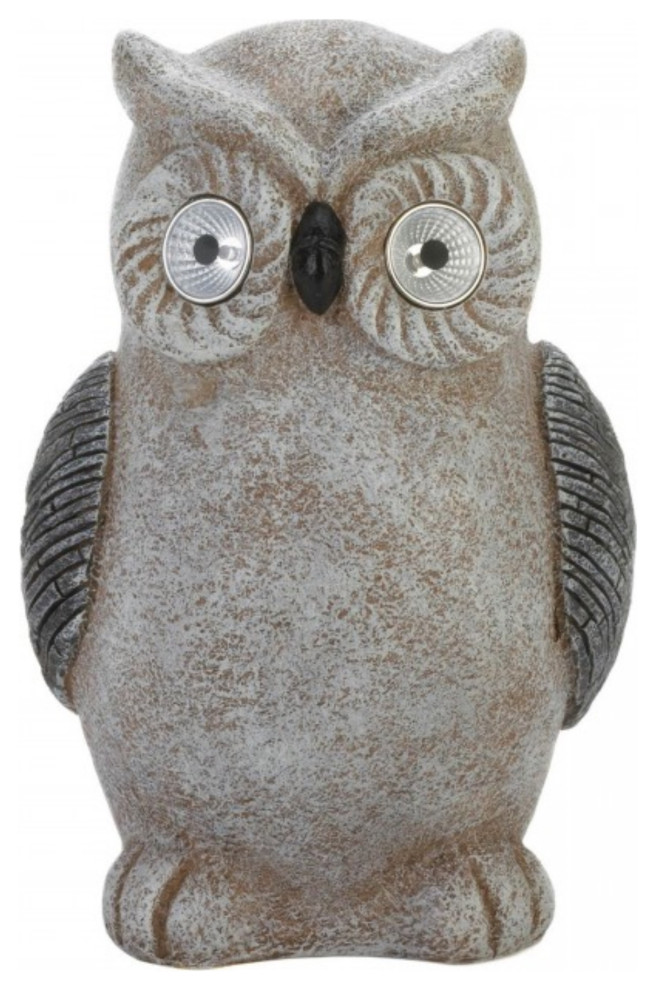Owl Garden Statue With Solar LightUp Eyes Rustic Garden Statues