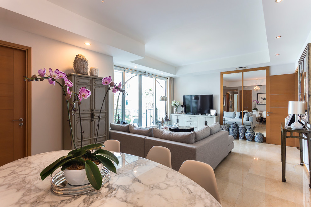 Design ideas for an eclectic living room in Singapore.
