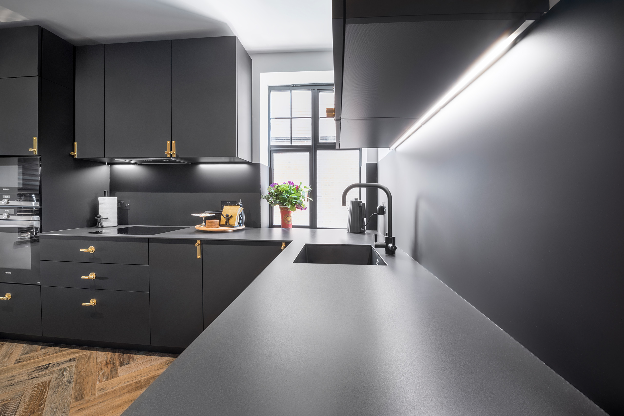 Stylish, Small, Black and Gold Kitchen - Modern - Kitchen - London - by  User | Houzz