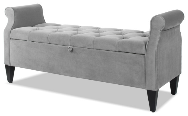 Jacqueline 58 Tufted Roll Arm Storage Bench Transitional Accent And Benches By Jennifer Taylor Home Houzz Jacqueline 58 Tufted Roll Arm Storage, Tufted Storage Bench With Arms