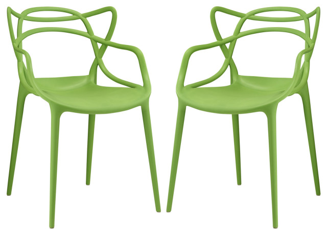 Entangled Dining Chairs Set of 2, Green