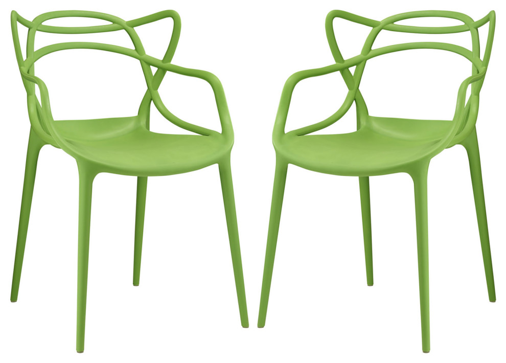 Entangled Dining Chairs Set of 2, Green