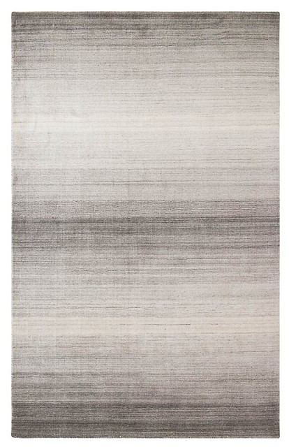 Shadow Bamboo Viscose, Wool Hand Woven 3'x5' Rug, Pewter