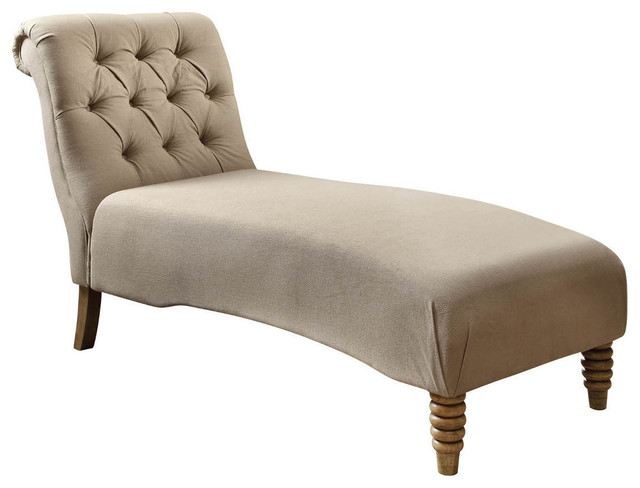Tufted Chaise in Natural Fabric