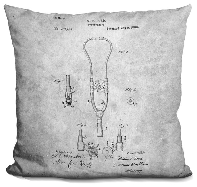 LiLiPi Stethoscope Blueprint Decorative Accent Throw Pillow