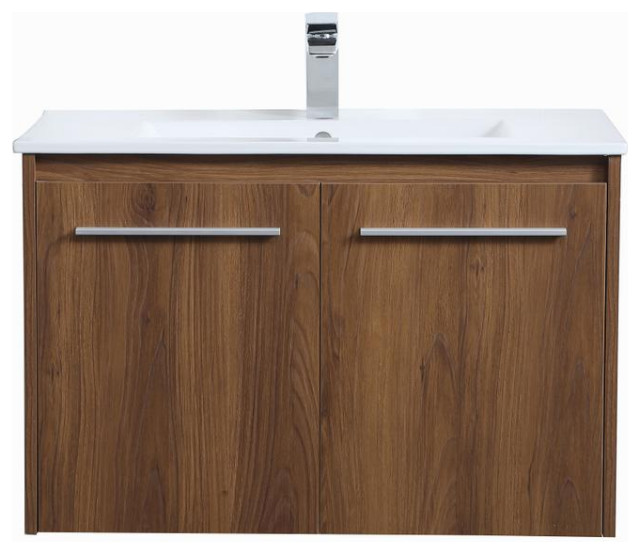 Elegant Decor VF44030WB 30" Single Bathroom Floating Vanity, Walnut