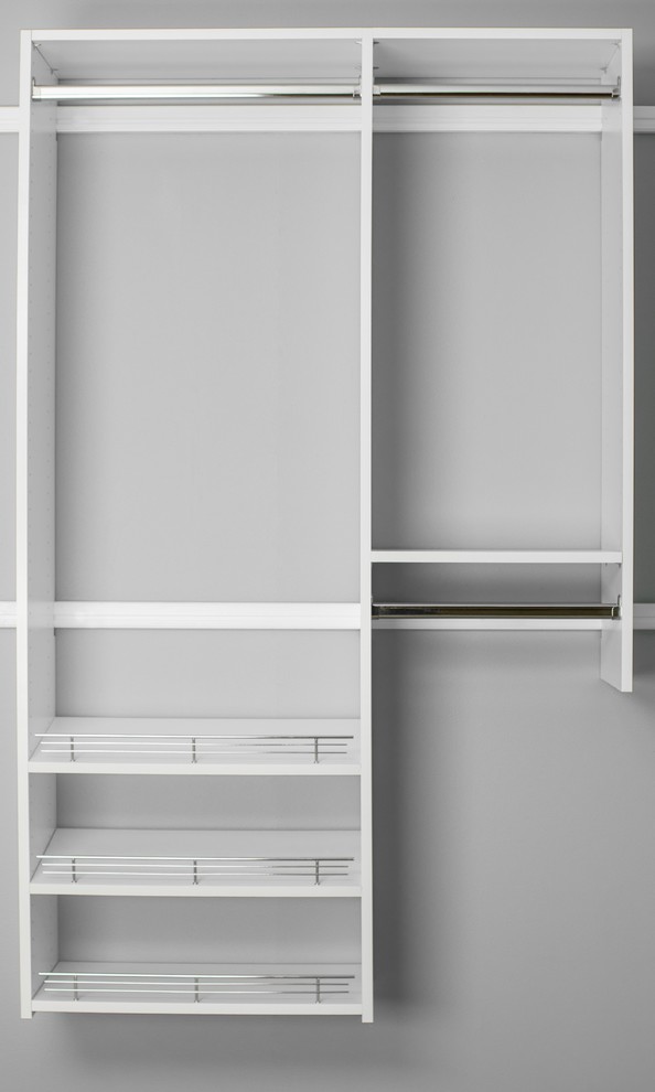 Inspiration for an expansive modern gender-neutral walk-in wardrobe in Other with flat-panel cabinets and white cabinets.