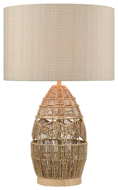 Elk Home Husk Table Lamp, Natural Finish with Mushroom Linen Shade