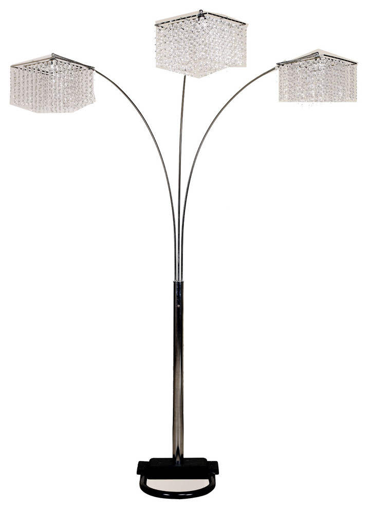 84H 3 Crystal Inspirational Arch Floor Lamp