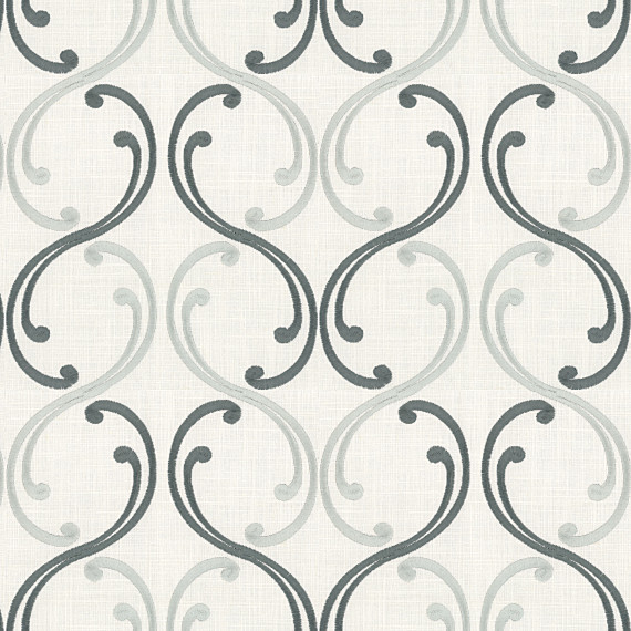 Aqua Embroidered Scroll Chain Fabric