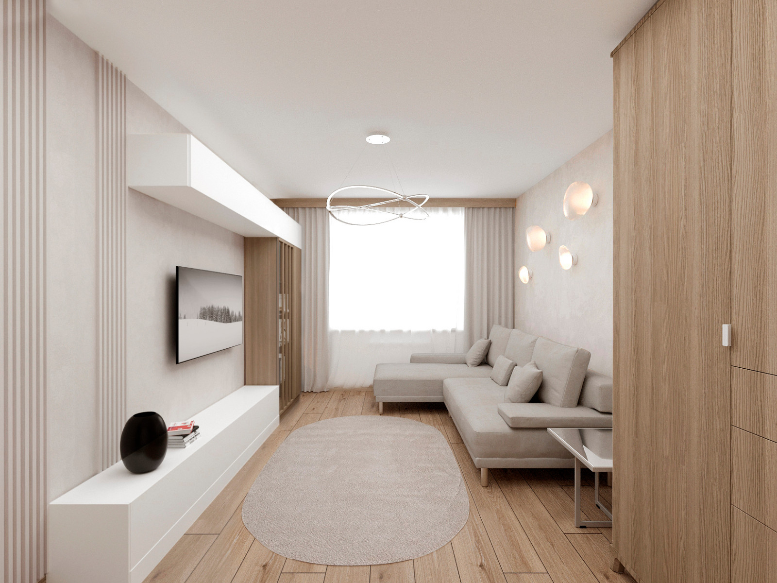 Природный минимализм. Дизайн 3-х комнатной квартиры.