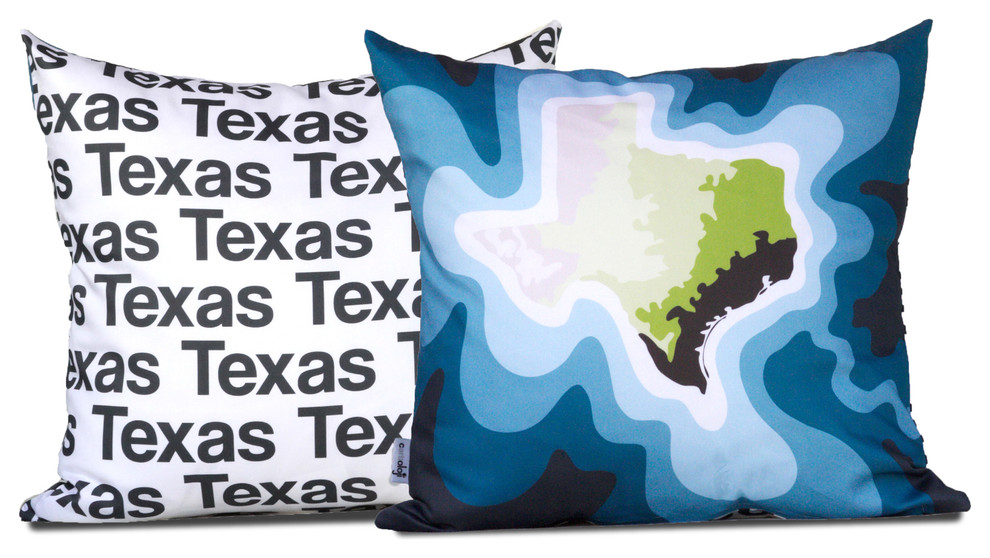 Texas map pillow, blue