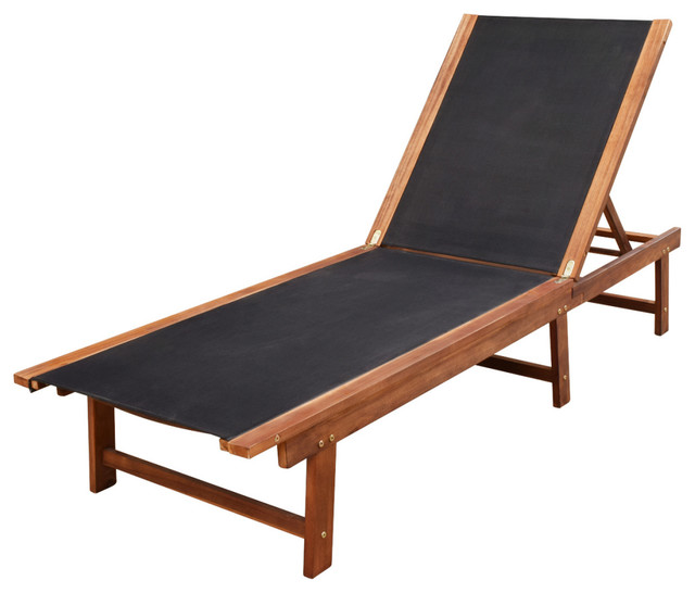 vidaXL Solid Acacia Sun Lounger Garden Lounger Recliner Wooden Lounger Deck Chair
