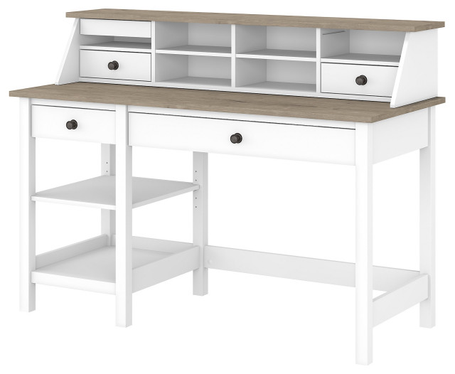 Bush Furniture Broadview Computer Desk with Drawers in Pure White 