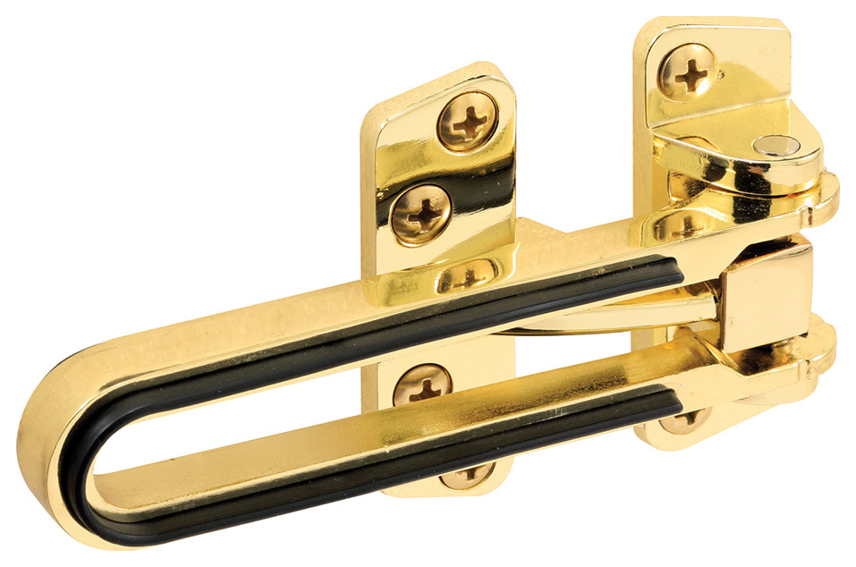 Swing Bar Lock, Features Rubber Bumper, Diecast Zinc, Brass Plated