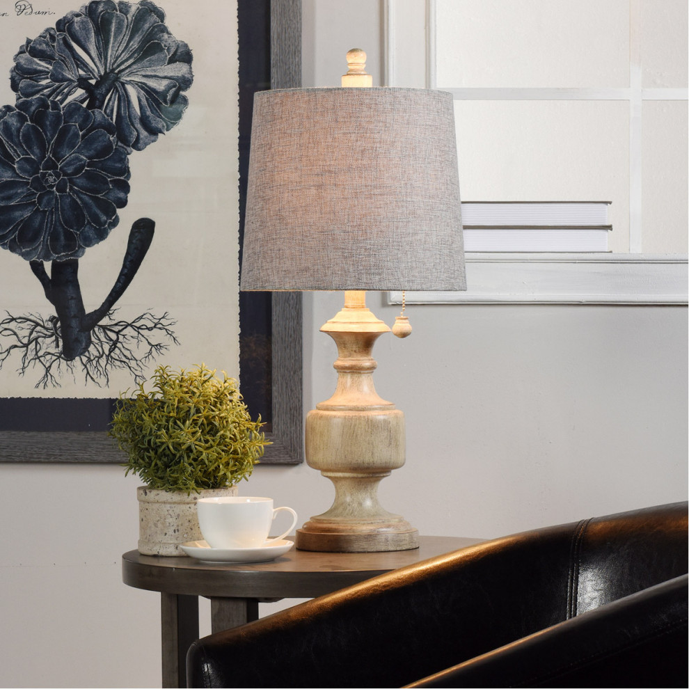 Signature 1 Light Table Lamp, Distressed Gray and Cream, 11" French