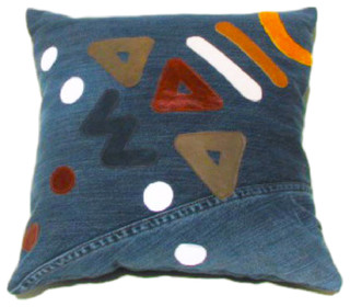 Massai Warrior Upcycled Denim Throw Pillow - Eclectic - Decorative Pillows - by Jypsea ...