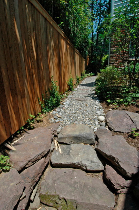 Photo of a mid-sized traditional backyard patio in DC Metro with gravel.