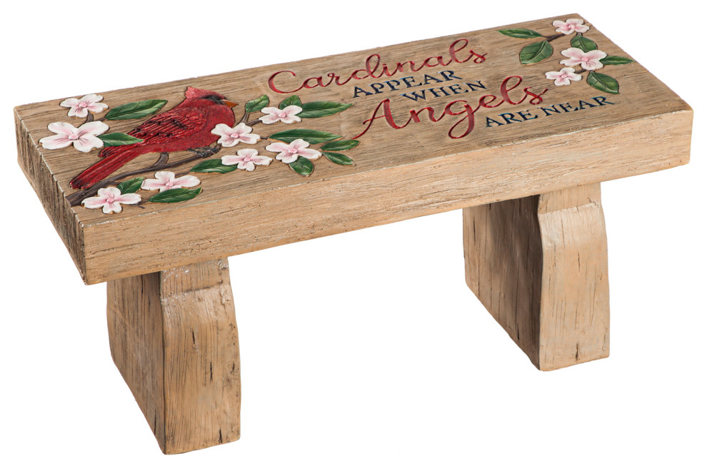 Cardinals Appear Resin Memorial Garden Bench Farmhouse Outdoor