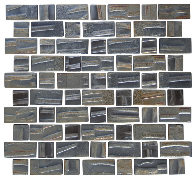 Dark Gray Metallic Recycled Gl Tile Contemporary Mosaic 12 X12 Dark Gray Metallic Recycled Gl Tile