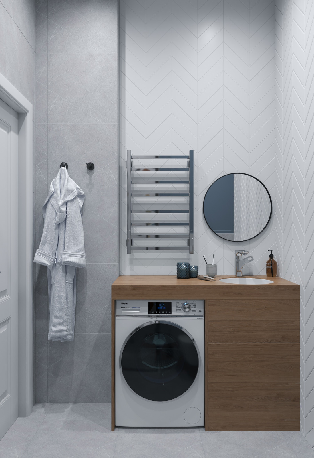 Душевая в голубых оттенках