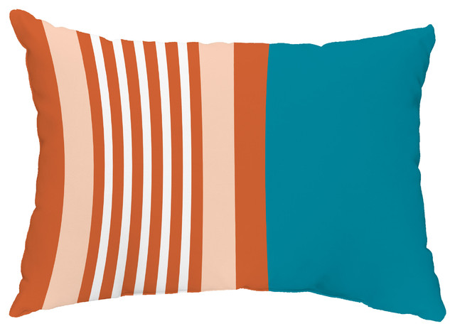 Beach Shack 14"x20" Decorative Stripe Outdoor Pillow, Teal