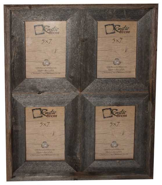 Details about   5x7-2.5" Wide Reclaimed Rustic Barn Wood Collage Photo Frame Holds 4 Photos 