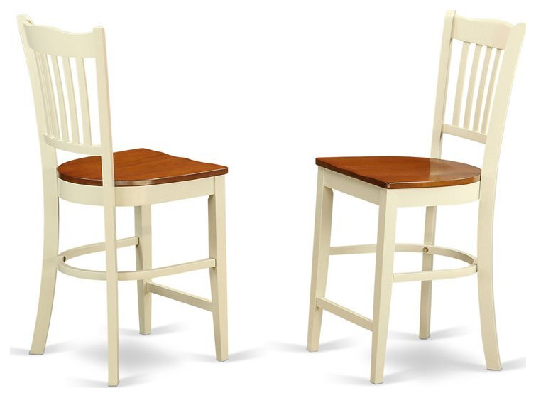 East West Furniture Groton 11" Wood Counter Stools in Cream/Cherry (Set