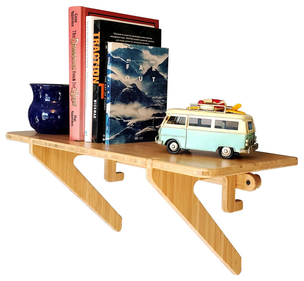 Bamboo Floating Shelf Floating Wall Shelf, Single Shelf