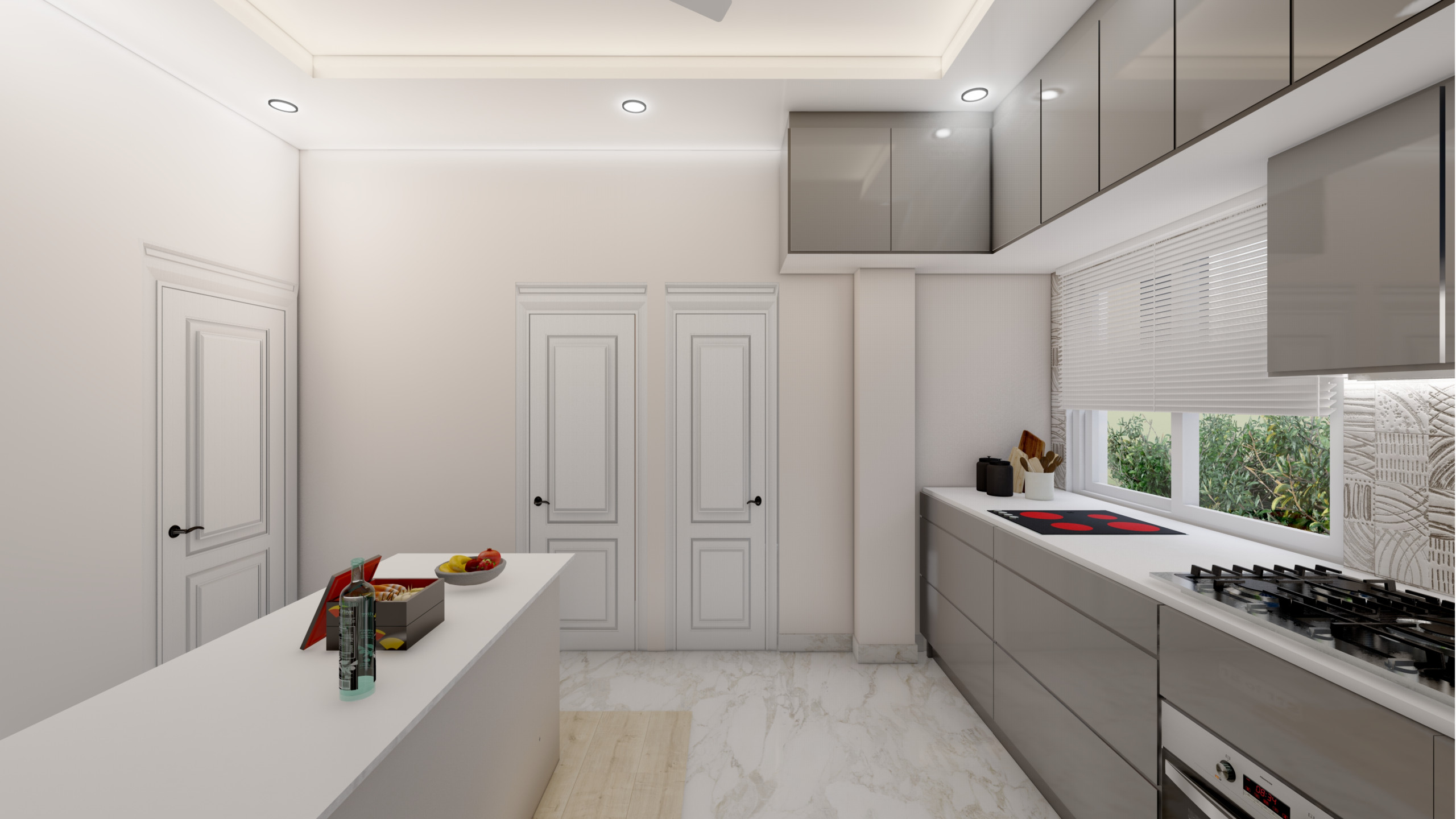 Sleek Grey and White Kitchen Design in Virginia Water