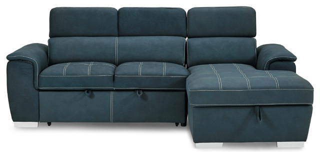 Elenor 2 Piece Set Sectional Sofa With Pull Out Bed And Storage