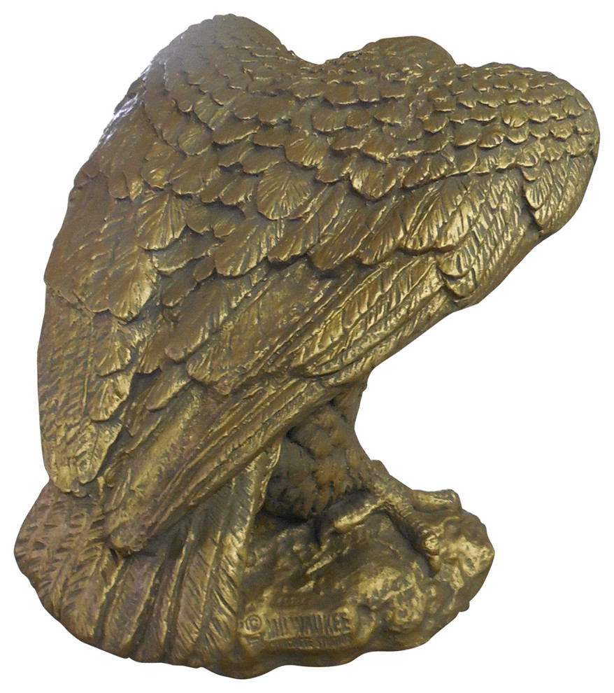 23"H Standing Concrete Eagle Statue in Two Tone Brassy Bronze Finish Contemporary Garden