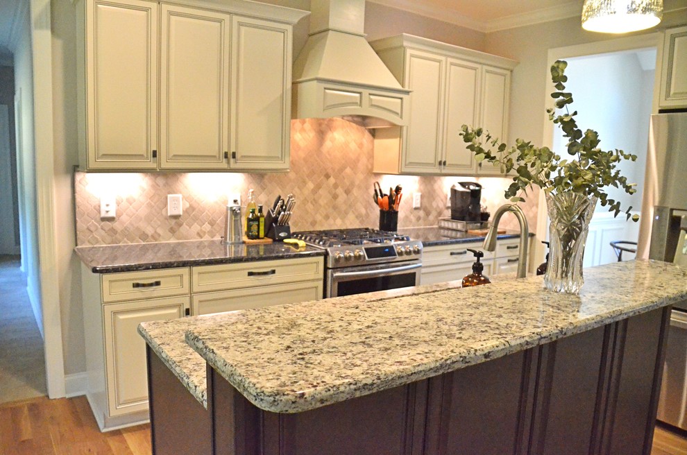 Kitchen in Blue Pearl and White Napoli - Traditional ...