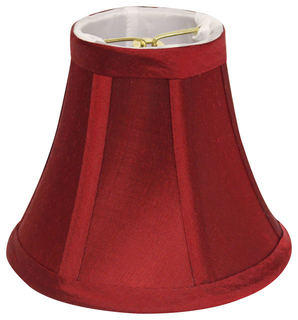 Slant Pure Silk Dupioni Chandelier Lampshade With Flame Clip, Red, Set